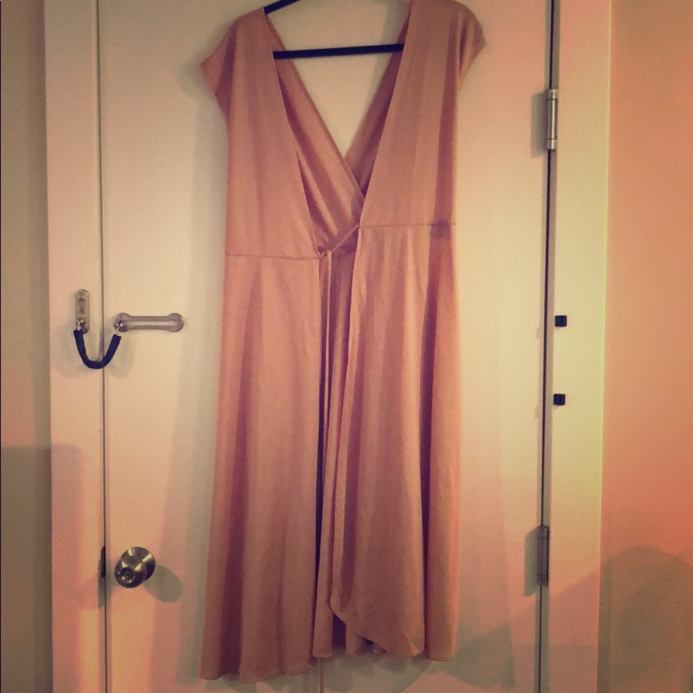 Pink Vintage Satin Wrap Dress
